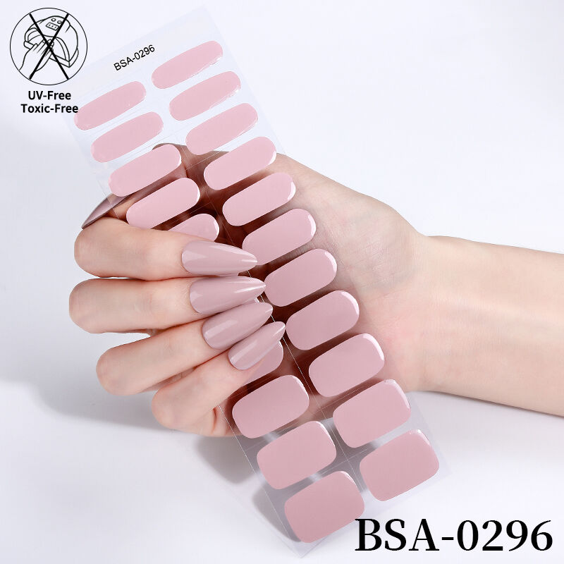 New Technique UV Bake 100% Pure Polish Non-Toxic UV Free Gel Nail Stickers & Wraps with Glitter