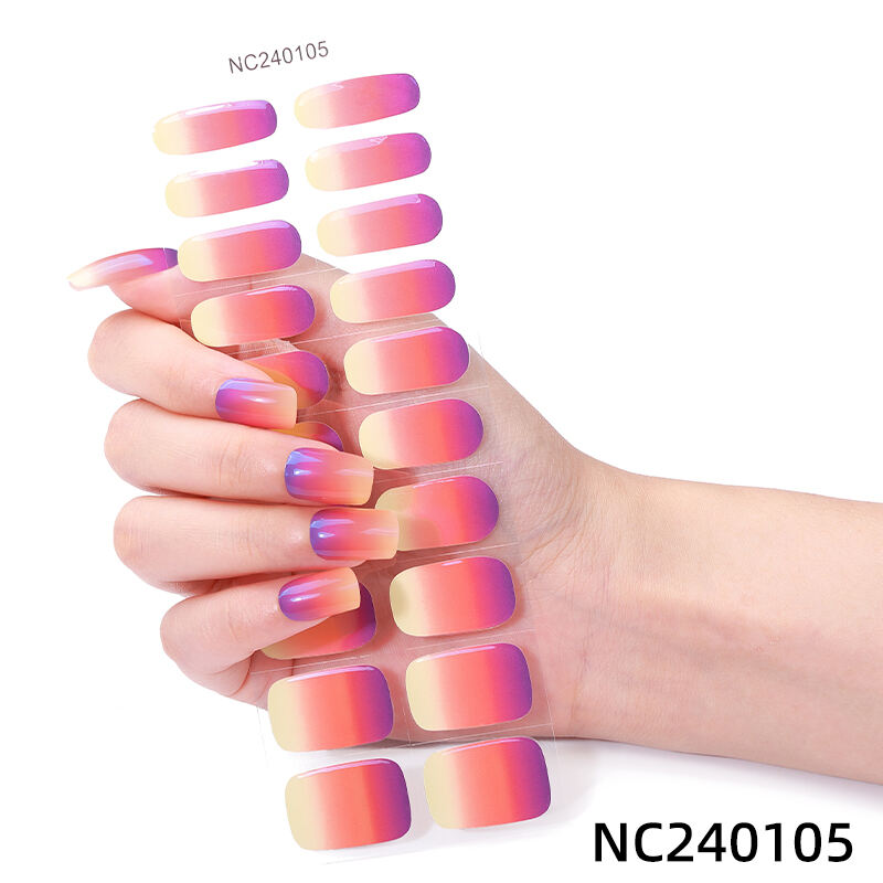 Semi Cured UV Gel Nail Stickers 20 Real Gel Nail Polish Adhesive Full Wraps Strips
