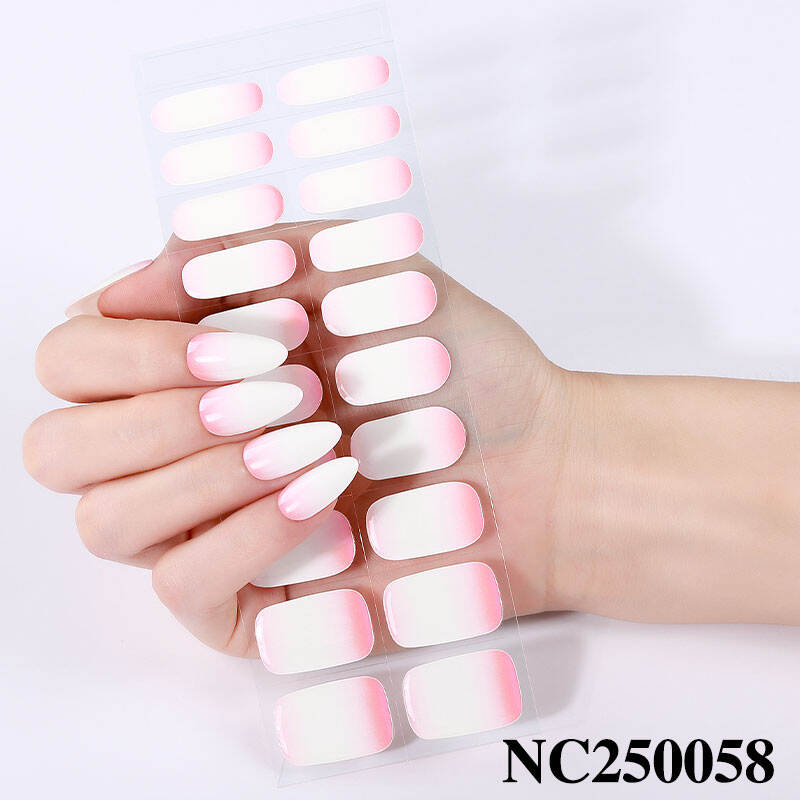 OEM ODM Long Lasting High Quality Uv Semi Cured Gel Nail 3D Semi Cured Nail Wrap Custom Logo Merry Christmas Nail Stickers