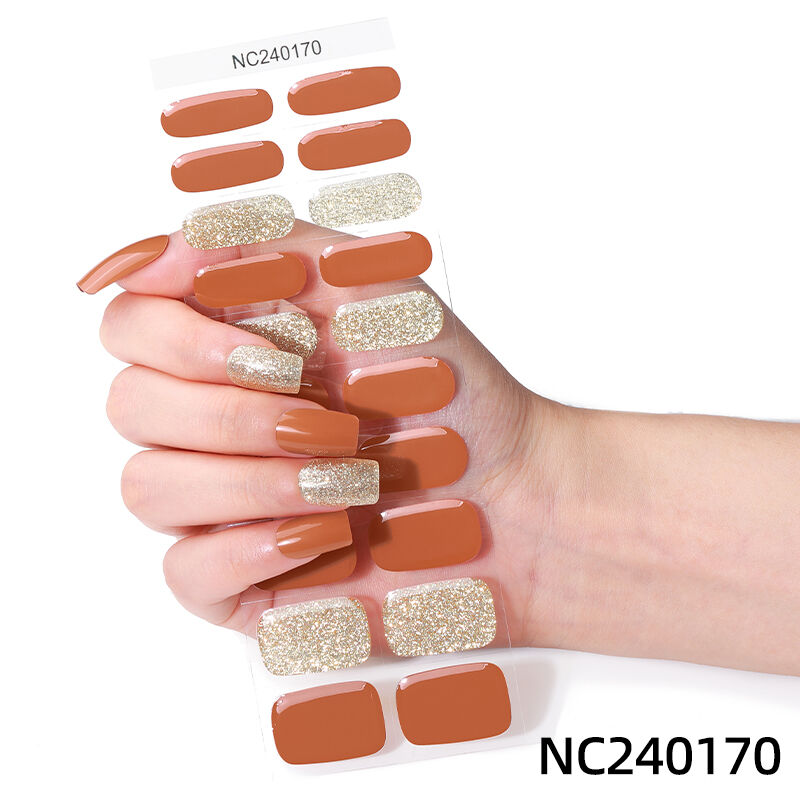 Wholesale Big Sale in Stock 20pcs Semi-cured UV Gel Nail Sticker Wraps French Tip Eco-friendly Non-toxic Harden with UV Lamp