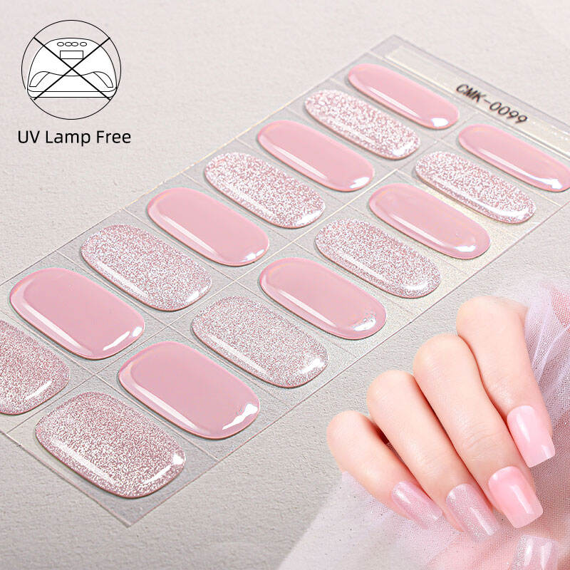 হোলসেল, ৩ডি, ইউভি-মুক্ত, সেমি-কিউর্ড গ্লিটার জেল নেইল স্ট্রিপ স্টিকার, অবিষাক্ত, দীর্ঘস্থায়ী, কোনো ইউভি প্রয়োজন নেই, সেমি-কিউর্ড জেল নেইল ওয়্যার্প