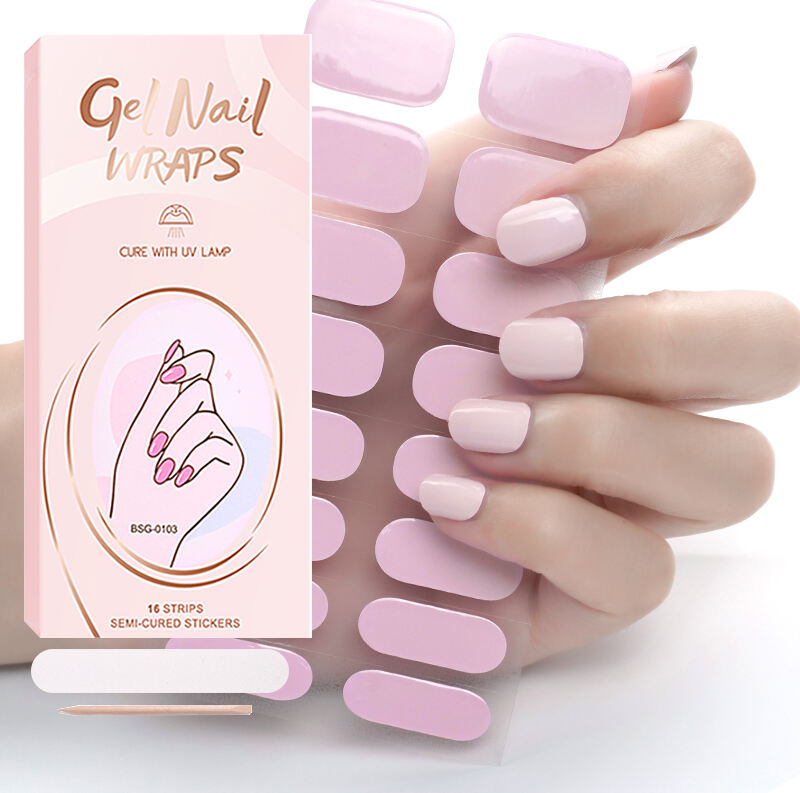 Nouveau design de bandes semi-cuites en gel pour ongles, autocollants imperméables durcissant sous UV, hypoallergéniques, longue tenue, stickers en gel semi-cuit