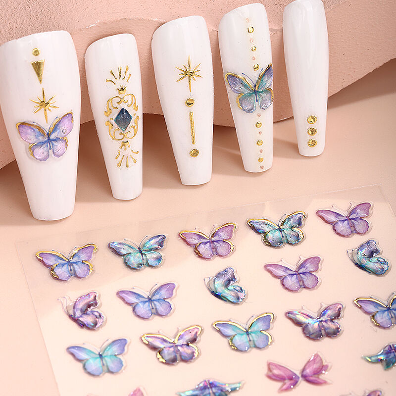 ملصقات أظافر جل لينة ثلاثية الأبعاد (5D) على شكل فراشات بارزة، ملصقات بلاستيكية لاصقة ثلاثية الأبعاد (3D) لتزيين الأظافر بنفسك