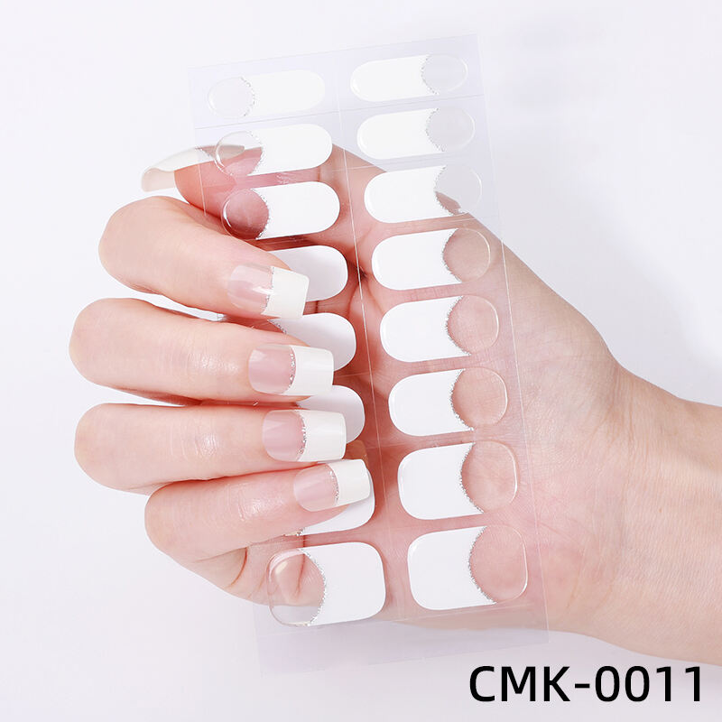 Dont Need UV Lamp Strong Nail Tip Adhesive Sticker White Romance French Style Semi-transparent Gel Nail Strips
