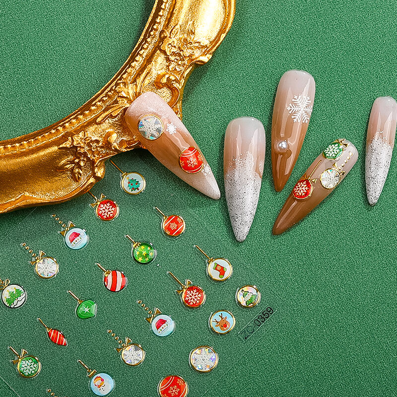 Miếng dán trang trí làm móng dịp Giáng Sinh chất lượng cao 5D, nhãn dán nhựa thân thiện với môi trường