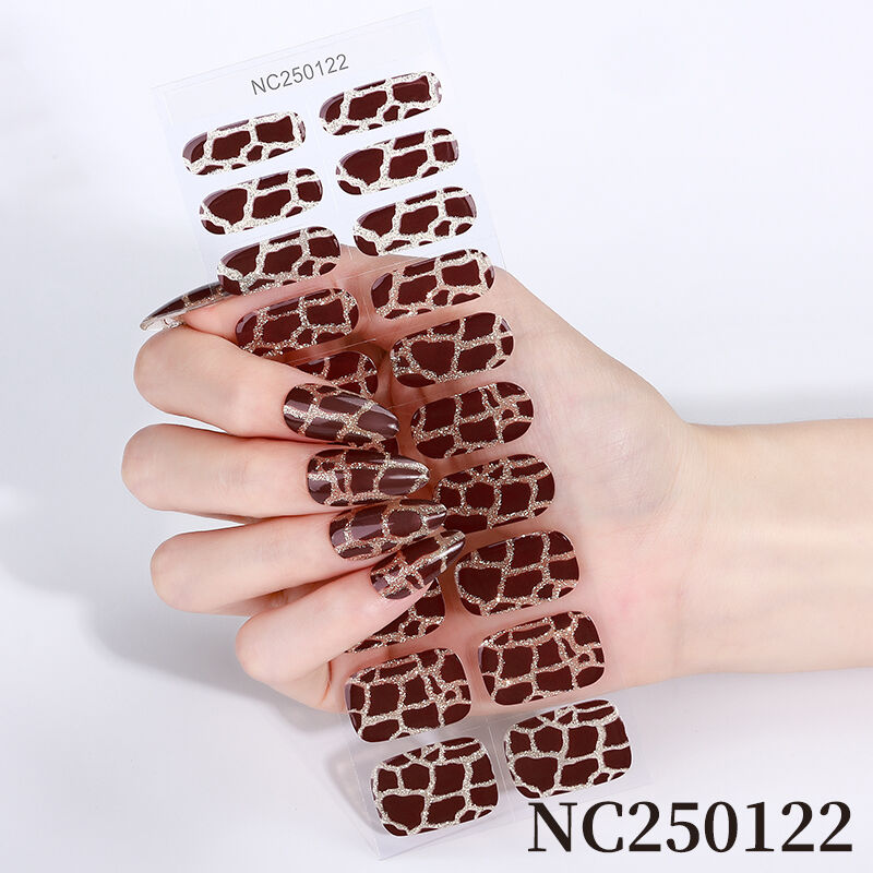3D Maple Leaf Thin Shiny Silver Glitter Plastic Waterproof Self-Adhesive Non-Toxic Full Wrap UV Semi Cured Gel Nail Strips Wraps