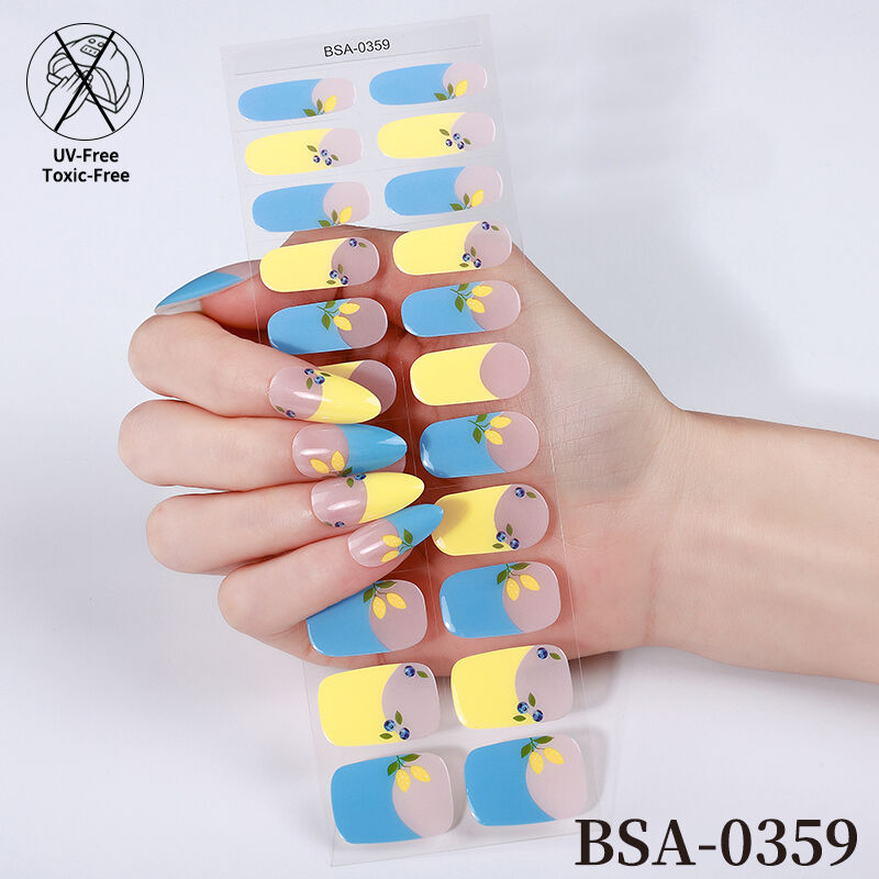 Nail Art Salon Quality Valentine's Day Pink Heart Gloss Glitter Non-toxic UV Free Gel Nail Wraps 14-Day Wear 22 Strips