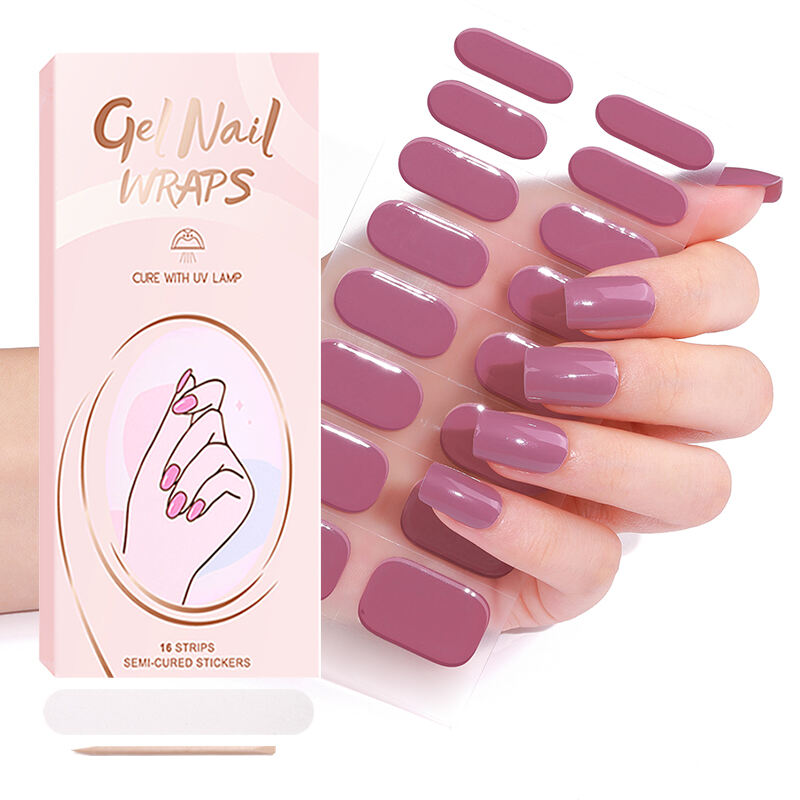 Women's Custom Press-on Nails Stickers 100% Real Gel Nail Polish Solid Color UV Polish Strips Glue Fingernails Accessories