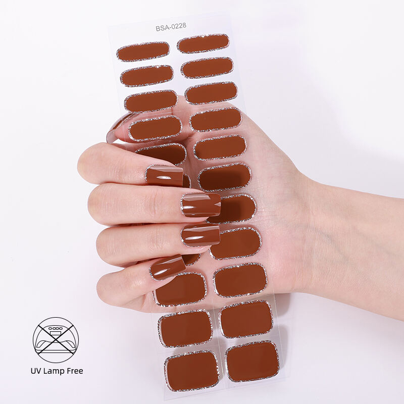 Long Lasting NO Bake Gel Nail Stickers Blushing pink Free UV Nail Gel Strips Semi Cured Nail Stickers