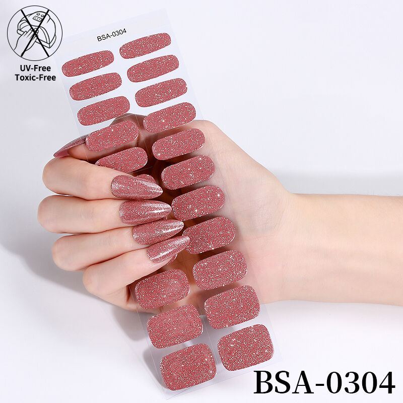 High Quality Crystal Texture Blended Water Waves Nail Gel Strip Free UV Lamp Cured Free Baked Gel Sticker