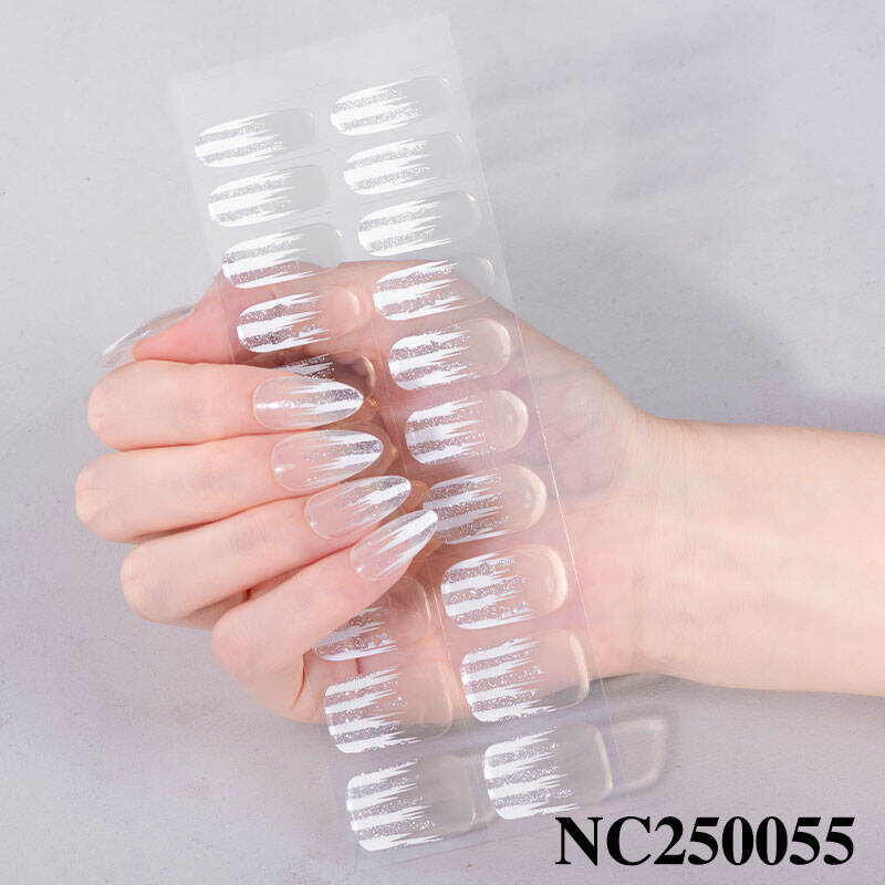 High Quality Nail Gel Sticker Set 20 Pieces Semi Cured Stickers with Flower Uv Gel Nail Stickers