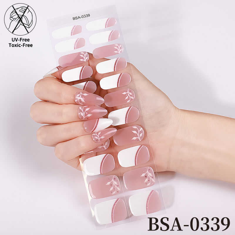 New Trends Imitation Drill Gel Nail Wraps UV Free No Baking Fully Cured Gel Nail Stickers