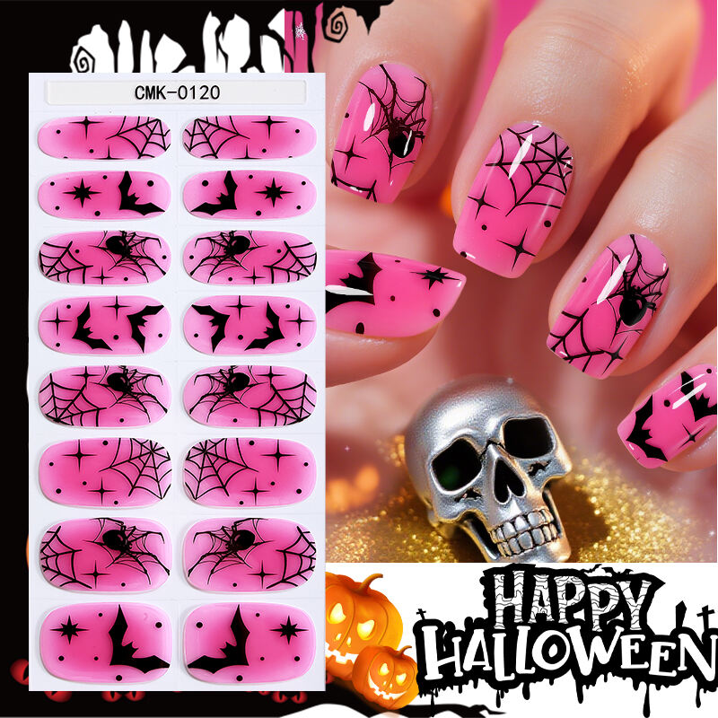 Halloween Luminous Glossy Lightweight Breathable Long-lasting Nail Wrap Nail Beauty No Bake Gel Nail Stickers Without UV Light