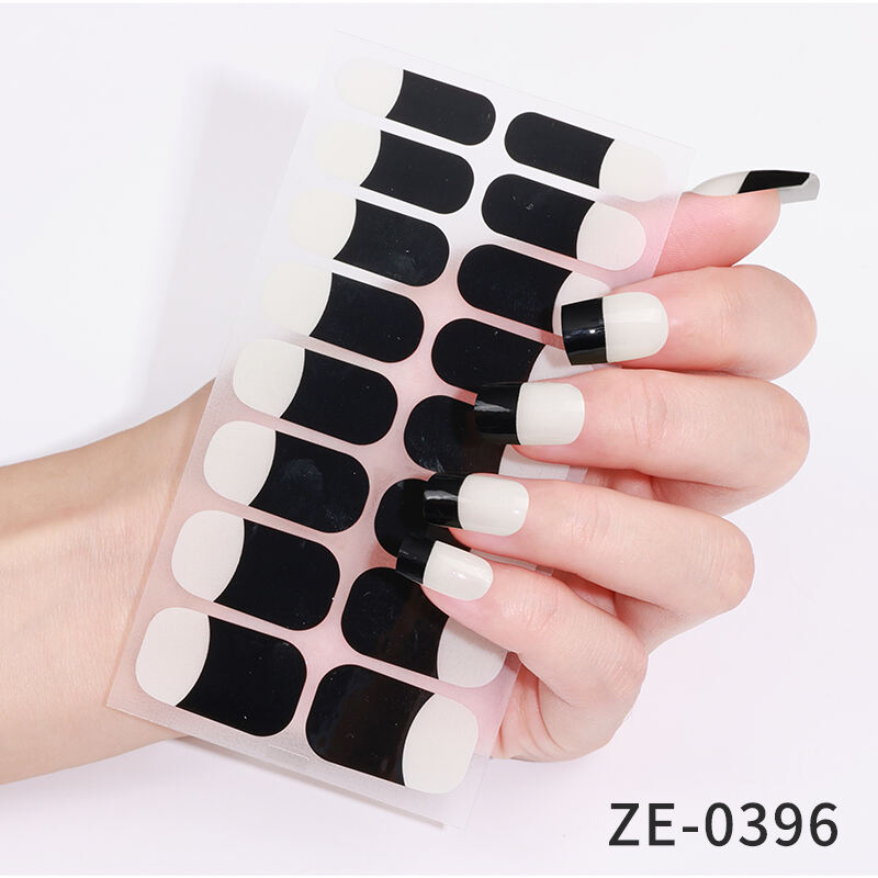 Gel Nail Stickers Self-Adhesive Polish Solid Color Nail Patch Semi Cured Gel Nail Strips Without UV Lamp Happy New Year
