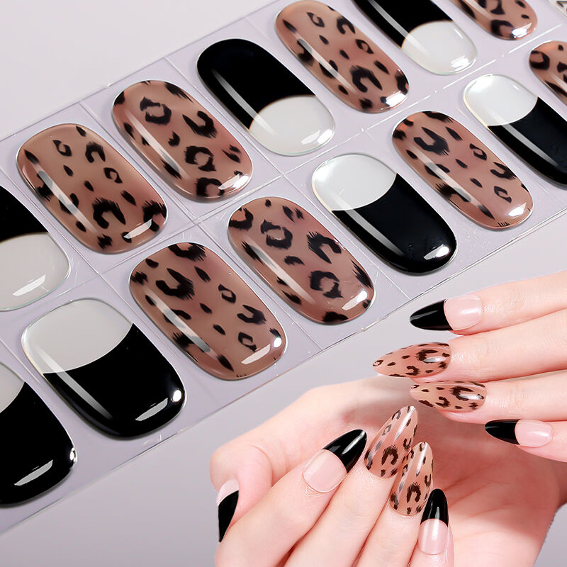 Factory Price Salon Quality Luxury Amber Marble Texture Gel Nail Wraps UV Lamp Semi Cured Gel Nail Stickers