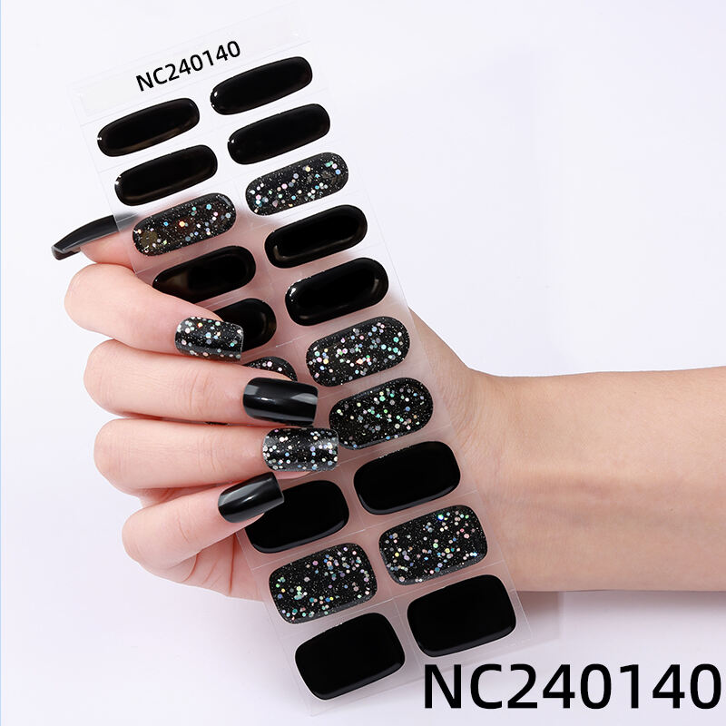 100% UV Gel Nail Stickers Nude Jump Color Semi-Cured Sequins Solid Adhesive Nail Polish Enhancements Strip Format