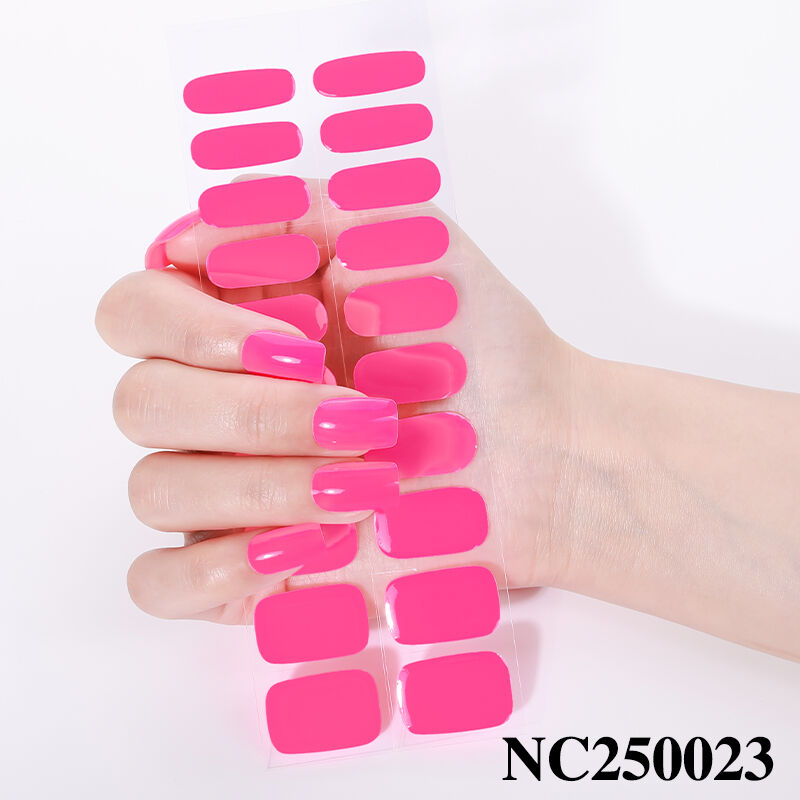 Nail Art Decoration Semi Cured Wraps Solid Color High Gloss Sticker Uv Led Nail Strips Gel Polish 3d Nail Sticker