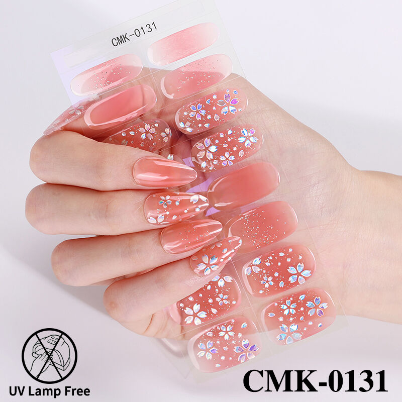 फैक्टरी ओइएम मिक्स फ्लावर्स, 16 स्ट्रिप्स, ब्लू आइस फ्लोरा, 100% असली पॉलिश, यूवी हार्डन-मुक्त जेल नेल स्टिकर्स