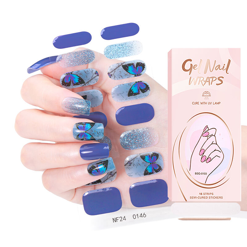 হোয়্যারহাউস ডিজাইনার 3D নেইল আর্ট ওয়্যার্প ম্যাট স্টিকার ইকো-ফ্রেন্ডলি ডিকেল স্ট্রিপ সেমি কিউয়ার্ড জেল পলিশ নেইল স্টিকার