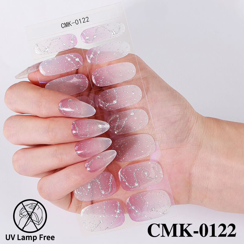 खुदरा विक्रेताओं के लिए हॉट सेल, थोक में उपलब्ध: क्रिसमस स्टाइल, कोई UV नहीं, आसान लगाने वाली जेल नेल स्ट्रिप्स, मुफ्त UV, सेमी-क्योर्ड नेल व्रैप्स