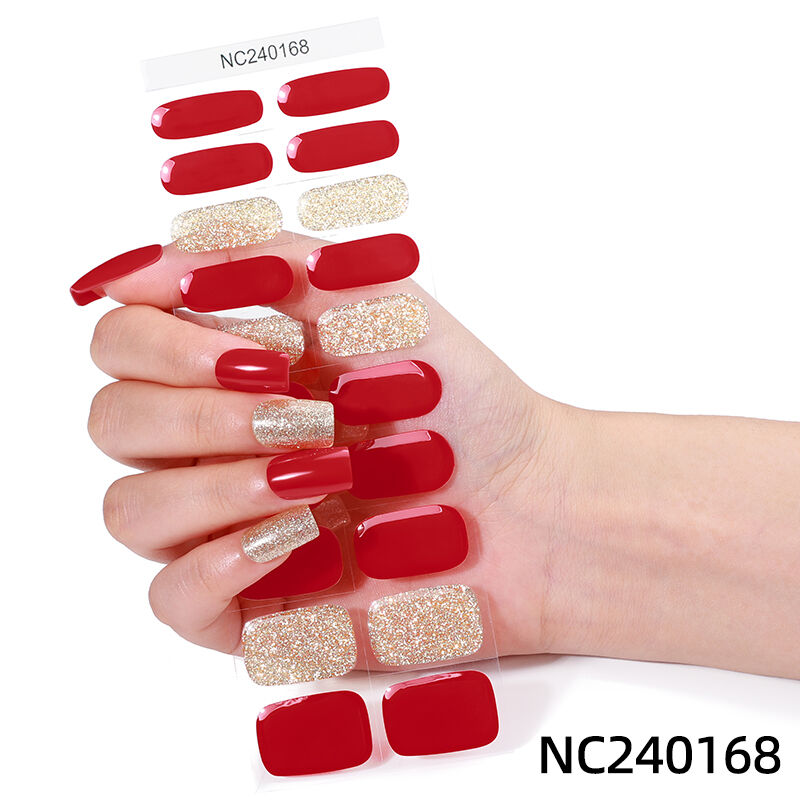 New Arrival UV Gel Eco-friendly Non-Toxic Semi Cured Nail Art Strips Nail Sticker Wraps
