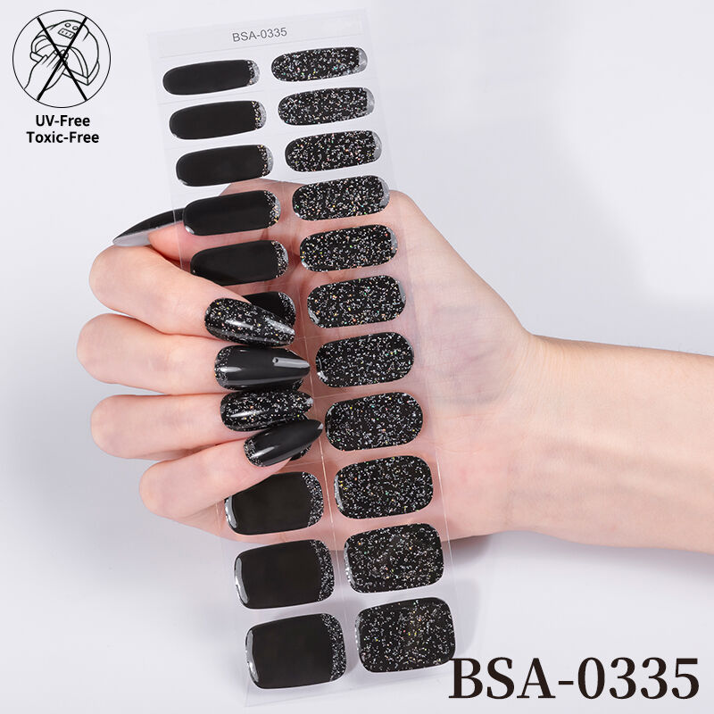 Non-Toxic 3D Waterproof Nail Polish Strips Stickers Long Lasting UV Gel Nail Wrap Free UV Lamp Harden