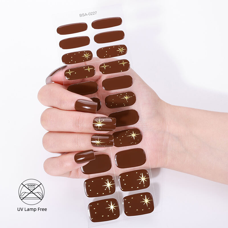 22 Strips Easy Apply un UV Baked 100% Polish Gel Nail Stickers