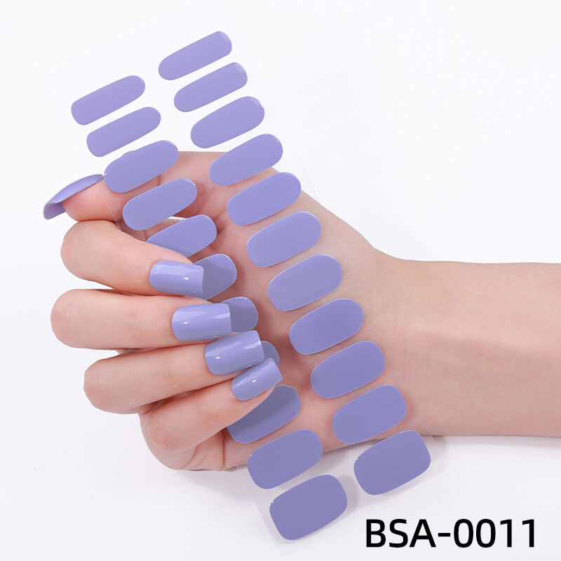 No Bake Cured Gel Nail Strip Stickers Non-Toxic Long Lasting N UV Cured Gel Nail Wraps