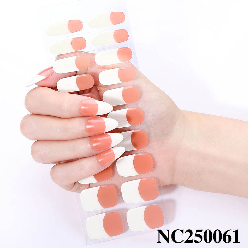 20PCS French Design Semi-Cured UV Gel Nail Sticker Wraps UV Lamp Gel Nail Wraps