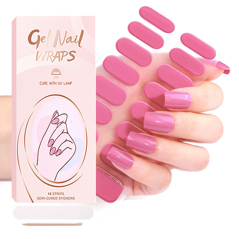 Hot Sale fairy Nails Fleshy Pinks Solid Color Cream Texture Semi Cure UV Gel Nail Sticker