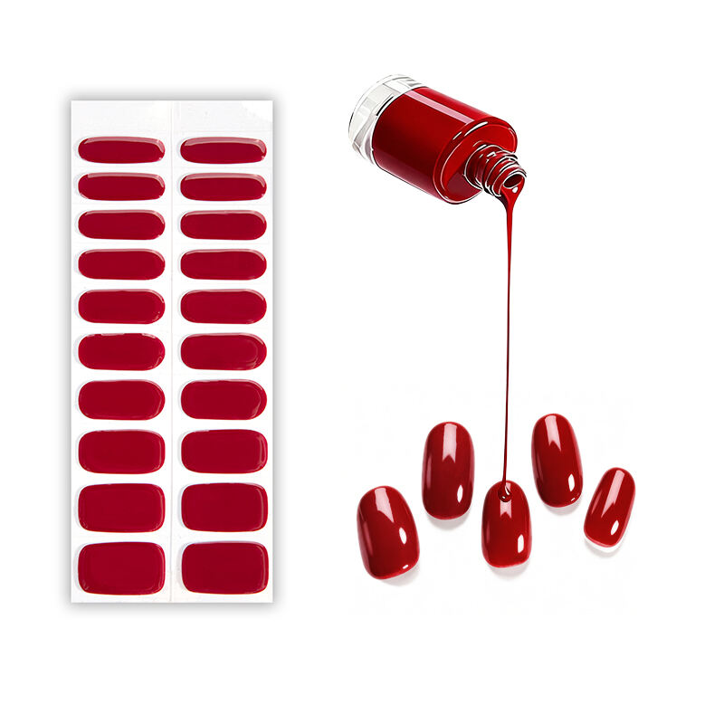 Waterproof Adhesive Full Nail Wraps French Manicure Clear Base Semi-Cured Gel Polish Strips Art Sticker Nail Polish Wraps