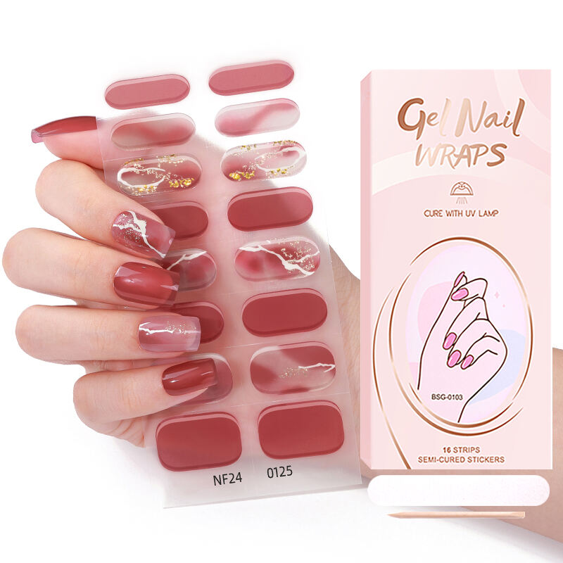 인기 판매 무독성 실버 포일 오래 지속되는 네일 스티커 발렌타인 데이 스타일 디자인 젤 네일 스티커 UV 세미 큐어드