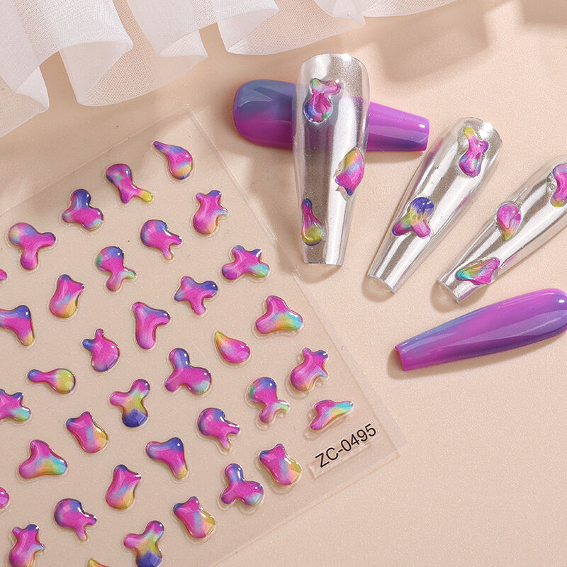 miếng dán móng nhựa 5D nổi hình hoa hướng dương và bướm, miếng dán trang trí nghệ thuật móng