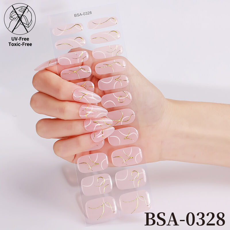 Nail Charms Supplier Free Uv Gel Stickers New Techniques 22 Strips Semi Solid Nail Glue No Uv Nail Wraps Stickers