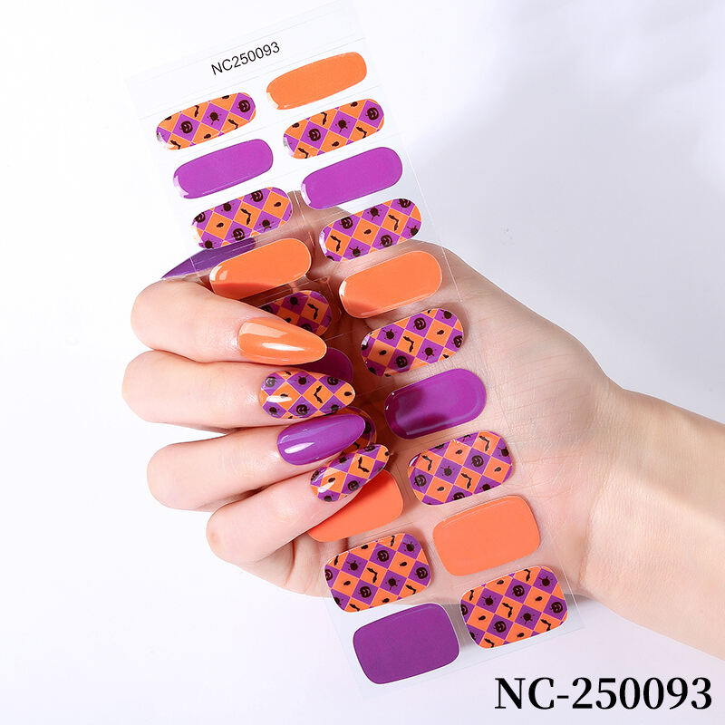 Laatste semi-geharde transparante nagelstickers 20 vingers Kerstmis UV-gel nagelstickers