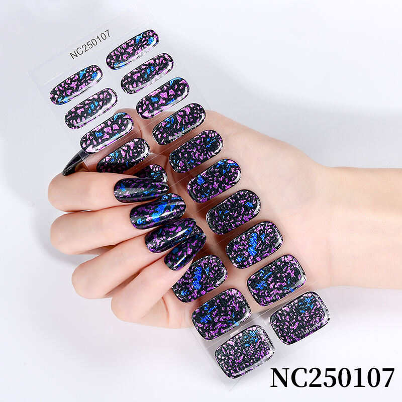 Salon Quality Luxury Amber Marble Texture love Green Onion pink Pure Color UV Lamp Semi Cured Gel Nail Stickers Nail Wraps