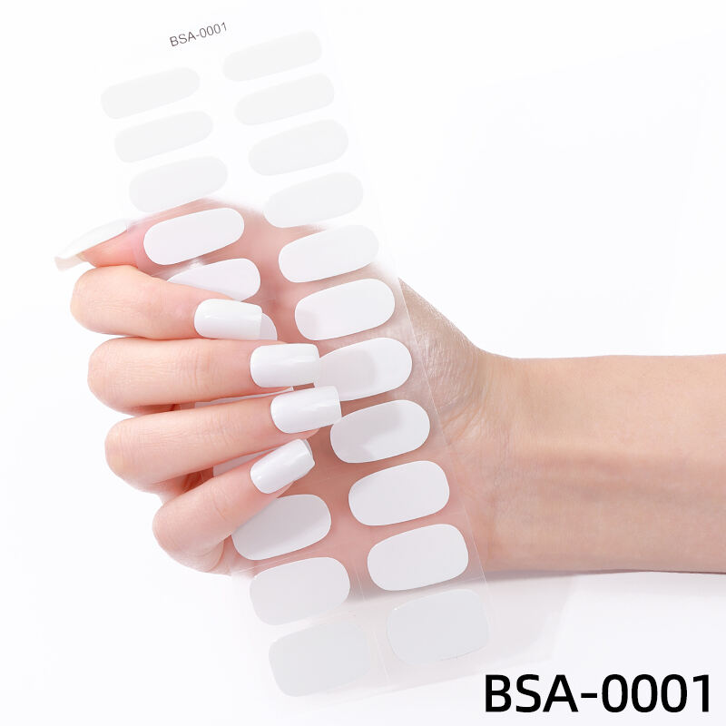 Uv Free Gel Nail Stickers Semi Solid Nail Glue No Uv Gel French Self-adhesive No Bake Nail Wraps Stickers