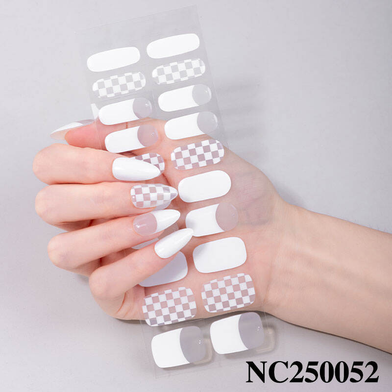 Semi Cured Gel Nail Strips 20PCS UV Gel Nail Sticker Gel Nail Wraps UV Light Required