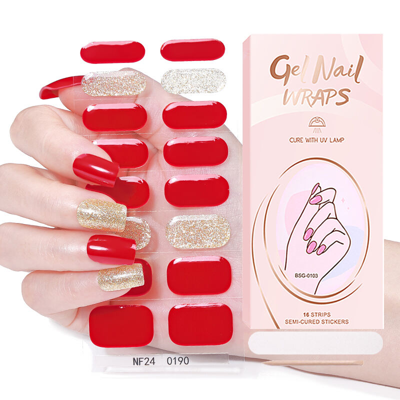 Factory's Custom ODM UV Gel Nail Stickers Christmas 3D French Snowflake Semi Cured Gel Polish Strips