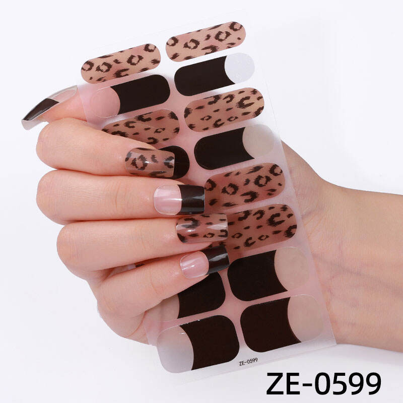 Personalized 3D Black & White Zebra Leopard Print Nail Wraps French Style Temporary Manicure Stickers Made of Plastic