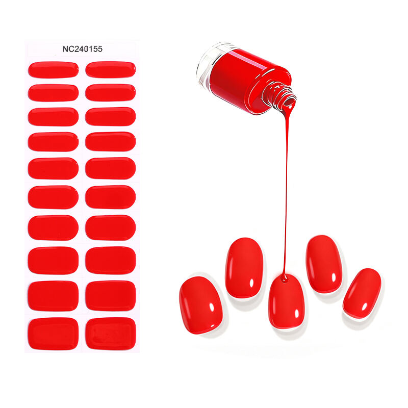 2025 Semi Cured Gel Nail Strips 20PCS UV Gel Nail Sticker Gel Nail Wraps UV Light Required