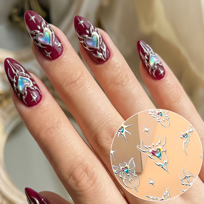 Miếng dán làm móng 5D mới ra mắt, bán chạy: hoa hướng dương thật, bướm màu xanh, hoa cẩm chướng — nhựa thân thiện với môi trường, không độc hại