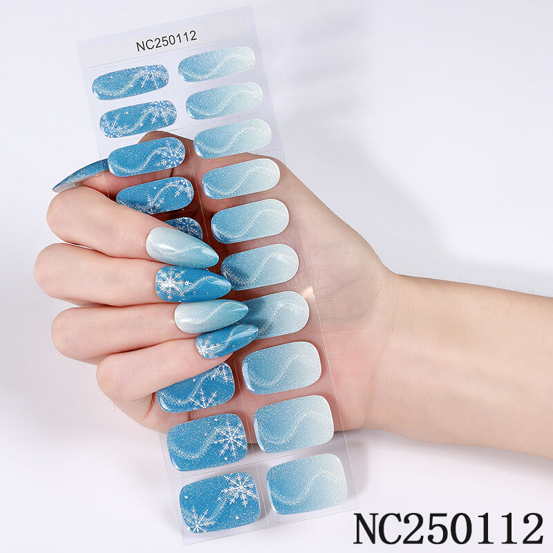 High Quality Semi-cured Nail Polish Wraps with Merry Christmas Style Gel Nail Sticker