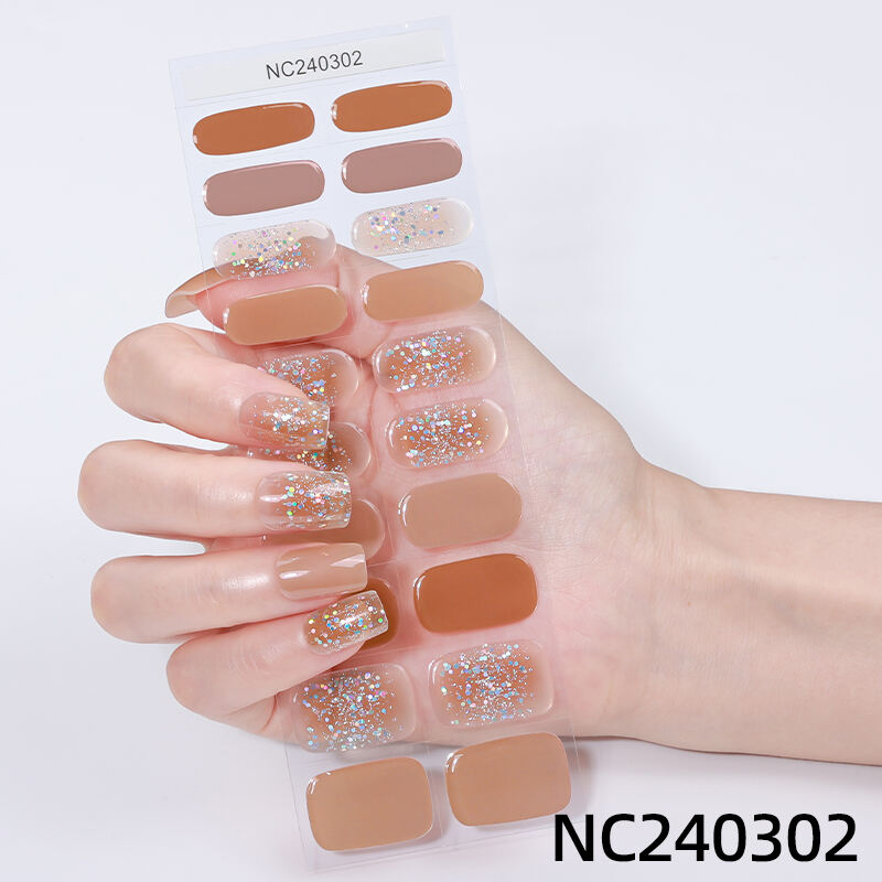 Custom 3D Gel Nail Art Stickers Half-Cured Cat's Eye French Half-Baked Half-Baked Gel Nail Ice Penetration Gradual