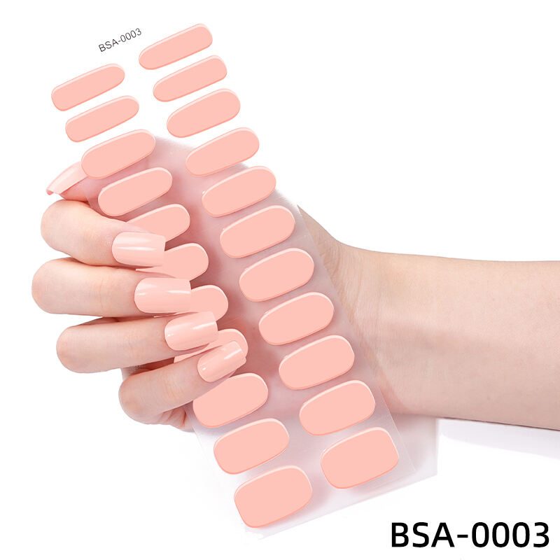  22pcs Pink Sweet Sexy Leopard Print Design UV Free Cured Gel Nail Strips Semi Solid Nail Glue No Uv Nail Stickers 