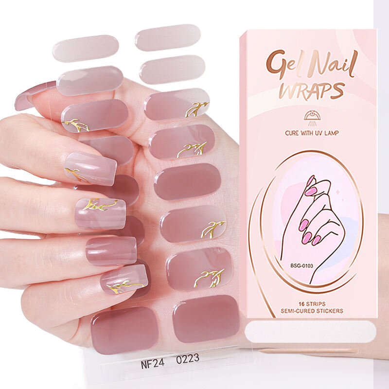 শীর্ষ বিক্রয়কৃত রুজ ফ্লাওয়ার জেল নেইল স্ট্রিপস উচ্চ মানের এইচইএমএ মুক্ত দীর্ঘস্থায়ী জলরোধী স্লিভার ফয়েল সেমি কিউয়ারড জেল নেইল স্টিকার