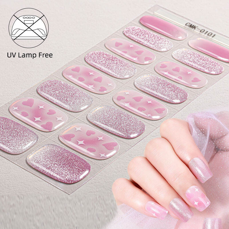 ফ্রেঞ্চ অনিয়ন পাউডার ফ্ল্যাশ, জাপানি/কোরিয়ান ইউভি নেইল স্টিকার, প্লাস্টিক-মুক্ত জেল নেইল, নেইল বিউটি