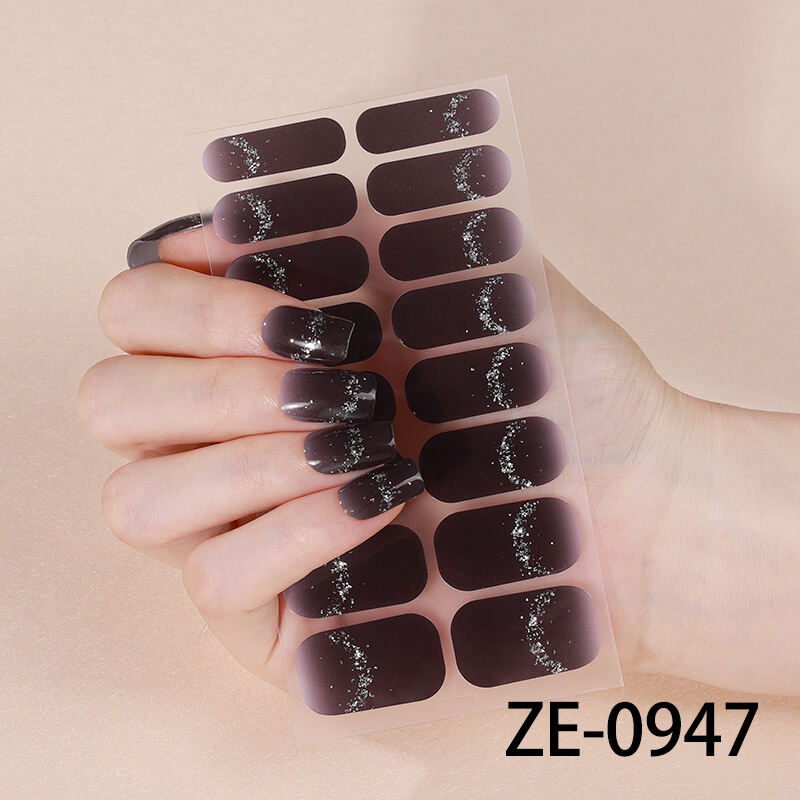 High Quality Long Lasting Purple Aurora Gradient Onion Pink French Beach Design 3D Assorted Nail Art Stickers Nail Wraps