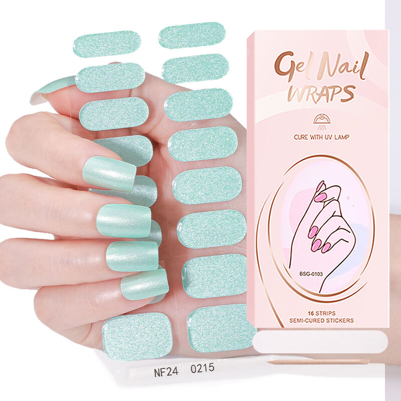 কারখানা সরবরাহকারী নতুন ডিজাইন কাস্টম সেমি কিউয়ার্ড জেল নেইল পলিশ স্টিকার ওয়্যার্প