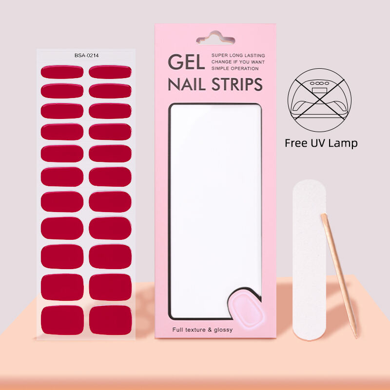 Salon Quality Solid Color Autumn Winter Fashion Nail Wraps 22 Strips UV Lamp Free Dry Gel Nail Stickers for Girls Quick Nail Art